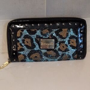Betsey Johnson Betsyville Sequined Zip Around Wallet. WUC